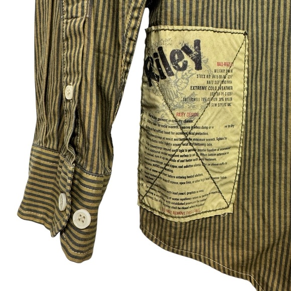 RILEY DENIM Men's Military Shirt Army Green S - Picture 13 of 15